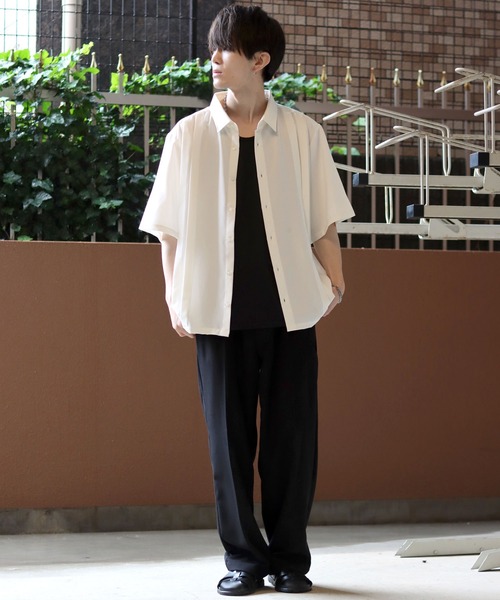 SITRY(シトリー)の「Made in Japan wide silhouette pin tuck shirt/日本製 ワイドシルエット ピンタック シャツ(シャツ/ブラウス・メンズ・ブラック/ホワイト・L/M)」の22枚目の写真