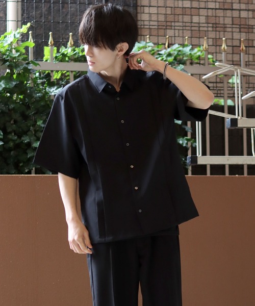 SITRY(シトリー)の「Made in Japan wide silhouette pin tuck shirt/日本製 ワイドシルエット ピンタック シャツ(シャツ/ブラウス・メンズ・ブラック/ホワイト・L/M)」の10枚目の写真