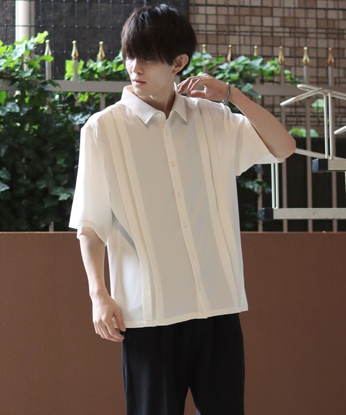 SITRY(シトリー)の「Made in Japan wide silhouette pin tuck shirt/日本製 ワイドシルエット ピンタック シャツ(シャツ/ブラウス・メンズ・ブラック/ホワイト・L/M)」の13枚目の写真