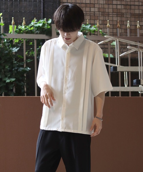 SITRY(シトリー)の「Made in Japan wide silhouette pin tuck shirt/日本製 ワイドシルエット ピンタック シャツ(シャツ/ブラウス・メンズ・ブラック/ホワイト・L/M)」の14枚目の写真