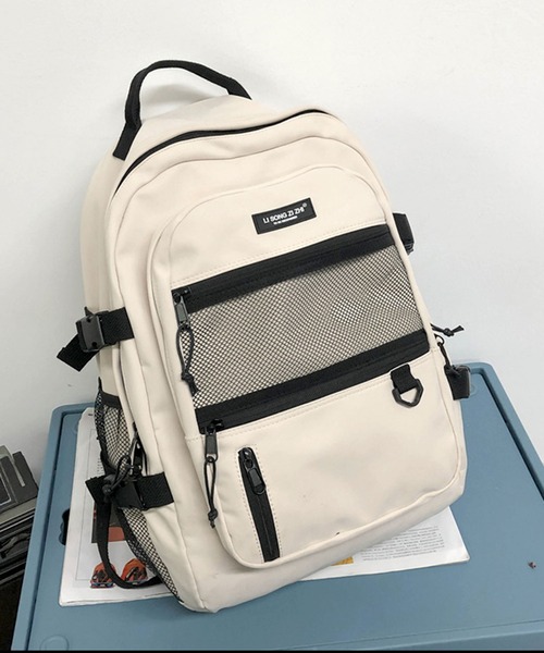 florist（フローリスト）の「【A4サイズ対応/撥水】【ユニセックス】配色カラーの大容量カジュアルリュックサック/バックパック/スポーツバッグ（バックパック/リュック・レディース・オフホワイト/ブラック・FREE）」の19枚目の写真