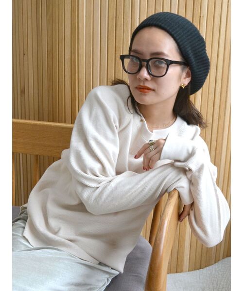 Ungrid（アングリッド）の「ハニカムロングスリーブTee（Tシャツ/カットソー・レディース・チャコールグレー/ピンク/アイボリー・FREE）」の11枚目の写真