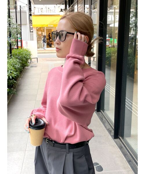 Ungrid（アングリッド）の「ハニカムロングスリーブTee（Tシャツ/カットソー・レディース・チャコールグレー/ピンク/アイボリー・FREE）」の21枚目の写真