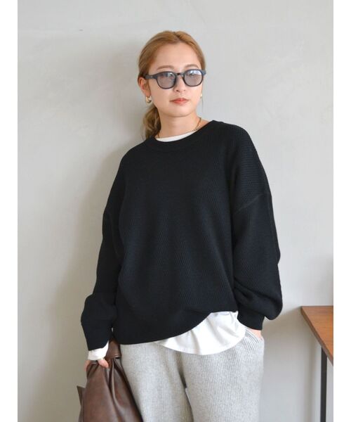 Ungrid（アングリッド）の「ハニカムロングスリーブTee（Tシャツ/カットソー・レディース・チャコールグレー/ピンク/アイボリー・FREE）」の7枚目の写真