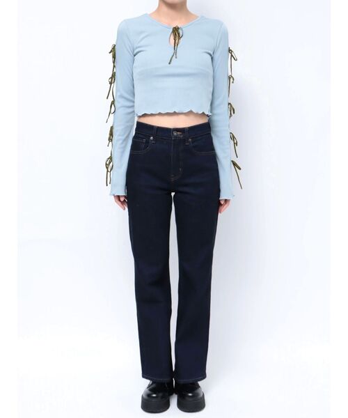 jouetie（ジュエティ）の「テレコリブリボントップス（Tシャツ/カットソー・レディース・ブラック/オフホワイト/ピンク/ブルー・MEDIUM）」の14枚目の写真