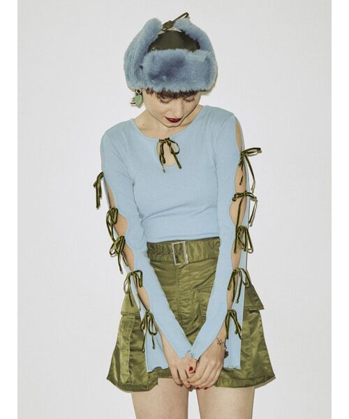 jouetie（ジュエティ）の「テレコリブリボントップス（Tシャツ/カットソー・レディース・ブラック/オフホワイト/ピンク/ブルー・MEDIUM）」の9枚目の写真