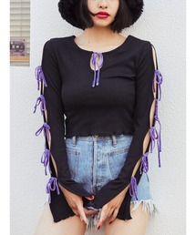 jouetie | テレコリブリボントップス(Tシャツ/カットソー)