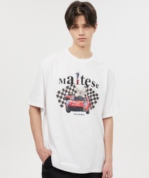 【WaiKei 】マルチーズ レーサー ハーフ スリーブ Tシャツ / Maltese racer half sleeve tshirts