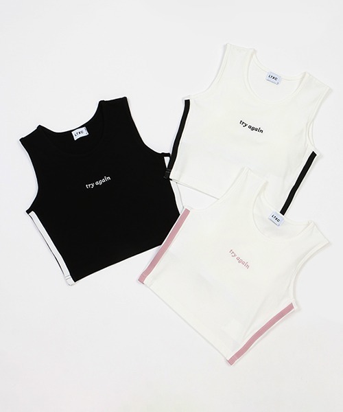 LOVETOXIC（ラブトキシック）の「【LTXC】冷感ラインカップ付タンクトップ（タンクトップ・キッズ・ブラック/オフホワイト/ピンク・LL/SS/S/M/L）」の5枚目の写真