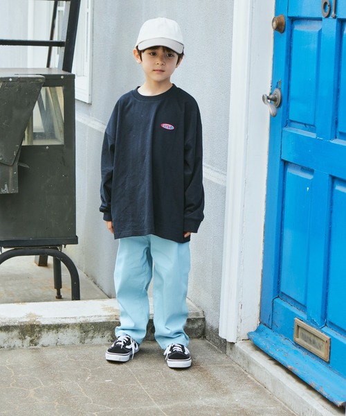 PAIRMANON STREET（ペアマノンストリート）の「【PAIRMANON STREET】ビッグシルエット ワンポイント刺繍 長袖 Tシャツ（Tシャツ/カットソー・キッズ・ブルー/ブラック系その他/グリーン/ブルー系その他2/ライトベージュ/オレンジ・90/130/100/120/150/140/110）」の8枚目の写真