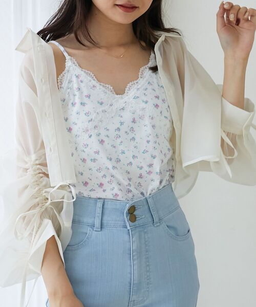 MAJESTIC LEGON（マジェスティックレゴン）の「カップ付きレーストリムキャミソール（キャミソール・レディース・ブルー系その他2/ブルー/ピンク系その他2・MEDIUM）」の10枚目の写真