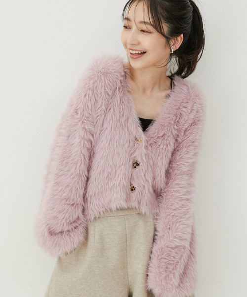 VIS（ビス）の「ラビットタッチカーディガン（カーディガン/ボレロ・レディース・グリーン系その他/チャコールグレー/ピンク/キナリ・FREE）」の10枚目の写真