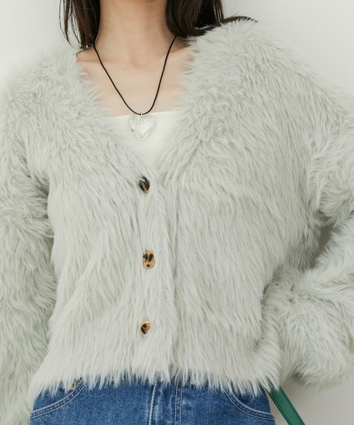 VIS（ビス）の「ラビットタッチカーディガン（カーディガン/ボレロ・レディース・グリーン系その他/チャコールグレー/ピンク/キナリ・FREE）」の18枚目の写真