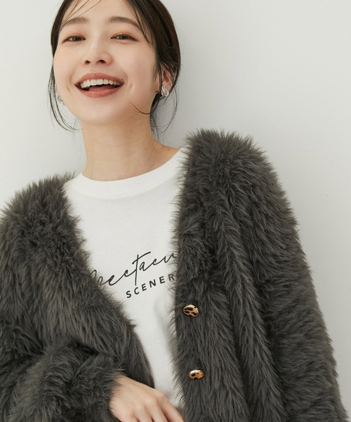 VIS（ビス）の「ラビットタッチカーディガン（カーディガン/ボレロ・レディース・グリーン系その他/チャコールグレー/ピンク/キナリ・FREE）」の20枚目の写真