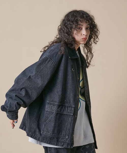 re_k by JUNRED（レクバイジュンレッド）の「re_k by JUNRED / ショートデニムハンティングジャケット（デニムジャケット・メンズ・ネイビー/ブラック・M/L/S）」の3枚目の写真