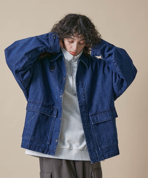 re_k by JUNRED（レクバイジュンレッド）の「re_k by JUNRED / ショートデニムハンティングジャケット（デニムジャケット・メンズ・ネイビー/ブラック・M/L/S）」の5枚目の写真