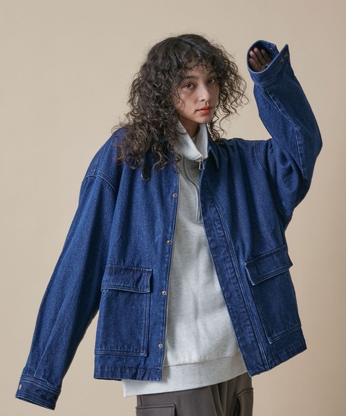 re_k by JUNRED（レクバイジュンレッド）の「re_k by JUNRED / ショートデニムハンティングジャケット（デニムジャケット・メンズ・ネイビー/ブラック・M/L/S）」の6枚目の写真