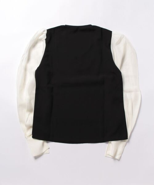 aimoha（アイモハ）の「エレガントビショップスリーブトップス（シャツ/ブラウス・レディース・ブラック・SMALL/LARGE/MEDIUM）」の2枚目の写真