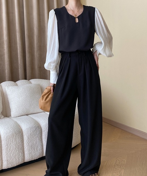 aimoha（アイモハ）の「エレガントビショップスリーブトップス（シャツ/ブラウス・レディース・ブラック・SMALL/LARGE/MEDIUM）」の13枚目の写真