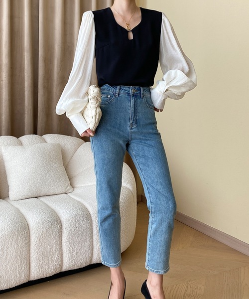 aimoha（アイモハ）の「エレガントビショップスリーブトップス（シャツ/ブラウス・レディース・ブラック・SMALL/LARGE/MEDIUM）」の22枚目の写真