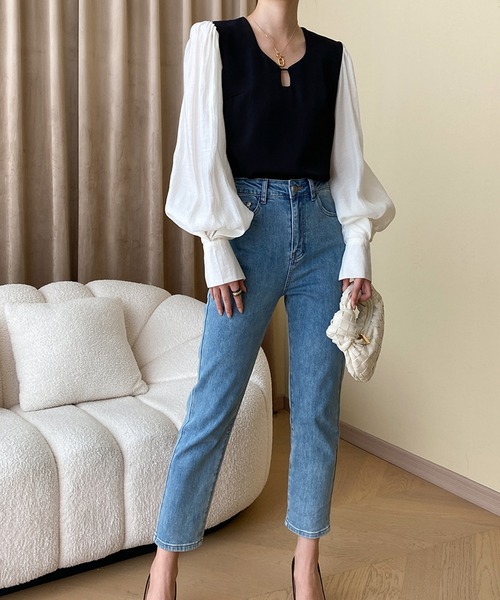 aimoha（アイモハ）の「エレガントビショップスリーブトップス（シャツ/ブラウス・レディース・ブラック・SMALL/LARGE/MEDIUM）」の20枚目の写真