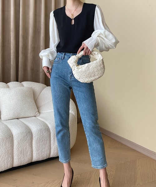 aimoha（アイモハ）の「エレガントビショップスリーブトップス（シャツ/ブラウス・レディース・ブラック・SMALL/LARGE/MEDIUM）」の21枚目の写真