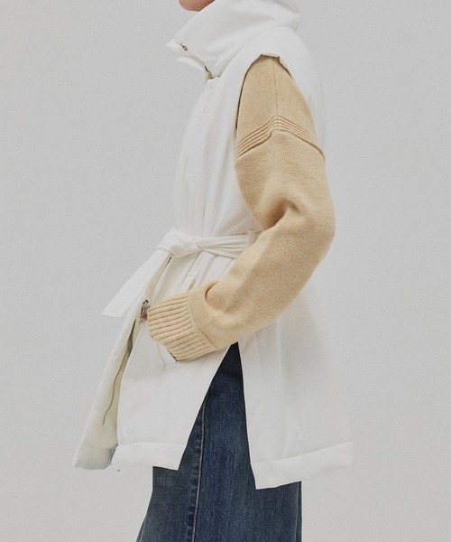 PUBLIC TOKYO（パブリックトウキョウ）の「キルティングスタンドカラージレ（ダウンベスト・レディース・マルチ/アイボリー/ブラック・FREE）」の8枚目の写真