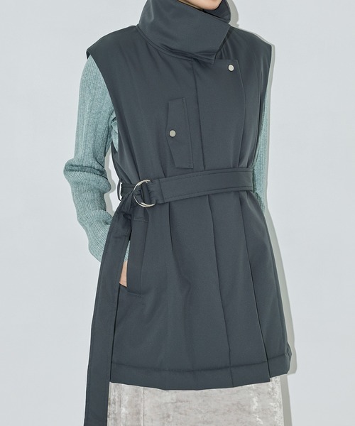 PUBLIC TOKYO（パブリックトウキョウ）の「キルティングスタンドカラージレ（ダウンベスト・レディース・マルチ/アイボリー/ブラック・FREE）」の4枚目の写真