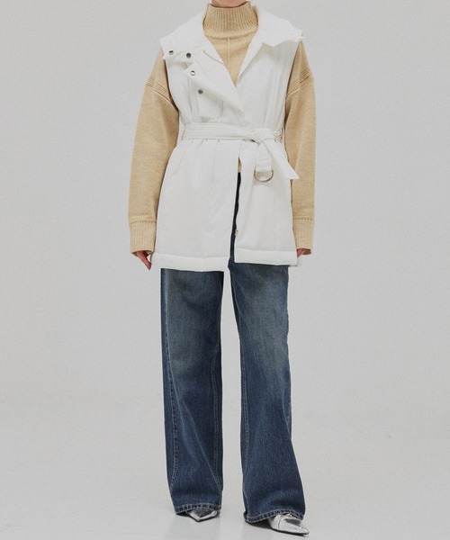 PUBLIC TOKYO（パブリックトウキョウ）の「キルティングスタンドカラージレ（ダウンベスト・レディース・マルチ/アイボリー/ブラック・FREE）」の5枚目の写真