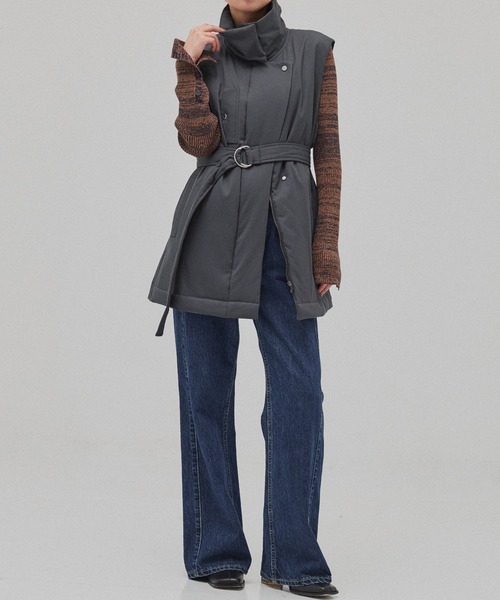 PUBLIC TOKYO（パブリックトウキョウ）の「キルティングスタンドカラージレ（ダウンベスト・レディース・マルチ/アイボリー/ブラック・FREE）」の6枚目の写真