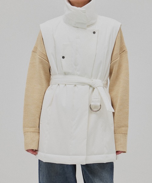 PUBLIC TOKYO（パブリックトウキョウ）の「キルティングスタンドカラージレ（ダウンベスト・レディース・マルチ/アイボリー/ブラック・FREE）」の7枚目の写真