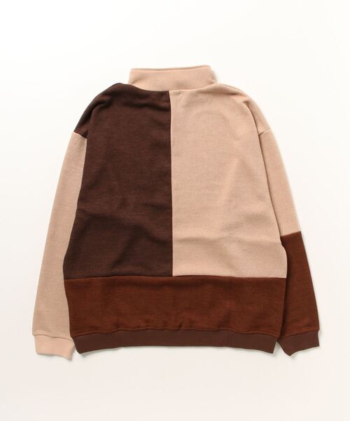 ATELANE（アテレーン）の「異素材パネル切替ハーフジップ（スウェット・メンズ・ベージュ/チャコール・L/M/XL）」の21枚目の写真