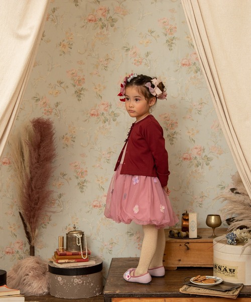 panpantutu（パンパンチュチュ）の「リボンワルツカーディガン(80-130cm)（カーディガン/ボレロ・キッズ・ボルドー/イエロー系その他/スモークピンク・100cm/130cm/110cm/120cm/90cm/80ｃｍ）」の6枚目の写真