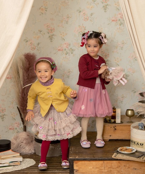 panpantutu（パンパンチュチュ）の「リボンワルツカーディガン(80-130cm)（カーディガン/ボレロ・キッズ・ボルドー/イエロー系その他/スモークピンク・100cm/130cm/110cm/120cm/90cm/80ｃｍ）」の7枚目の写真