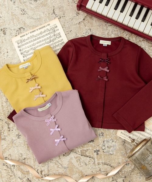 panpantutu（パンパンチュチュ）の「リボンワルツカーディガン(80-130cm)（カーディガン/ボレロ・キッズ・ボルドー/イエロー系その他/スモークピンク・100cm/130cm/110cm/120cm/90cm/80ｃｍ）」の18枚目の写真