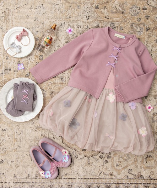 panpantutu（パンパンチュチュ）の「リボンワルツカーディガン(80-130cm)（カーディガン/ボレロ・キッズ・ボルドー/イエロー系その他/スモークピンク・100cm/130cm/110cm/120cm/90cm/80ｃｍ）」の9枚目の写真