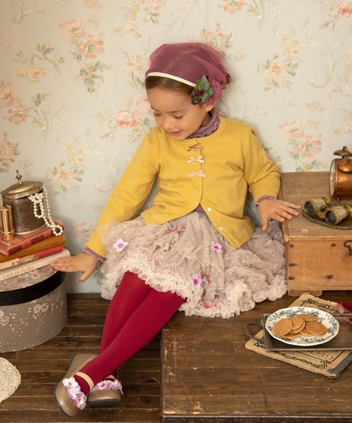 panpantutu（パンパンチュチュ）の「リボンワルツカーディガン(80-130cm)（カーディガン/ボレロ・キッズ・ボルドー/イエロー系その他/スモークピンク・100cm/130cm/110cm/120cm/90cm/80ｃｍ）」の5枚目の写真