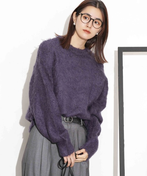 NANO universe（ナノユニバース）の「シャギーニットプルオーバー（ニット/セーター・レディース・ベージュ/ブラウン/ネイビー・FREE）」の3枚目の写真