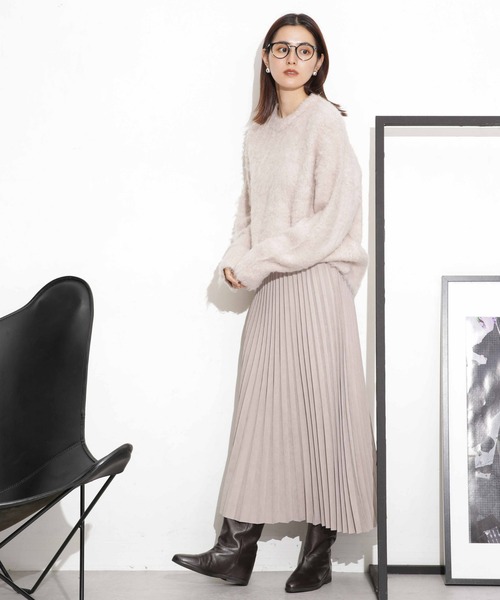 NANO universe（ナノユニバース）の「シャギーニットプルオーバー（ニット/セーター・レディース・ベージュ/ブラウン/ネイビー・FREE）」の8枚目の写真