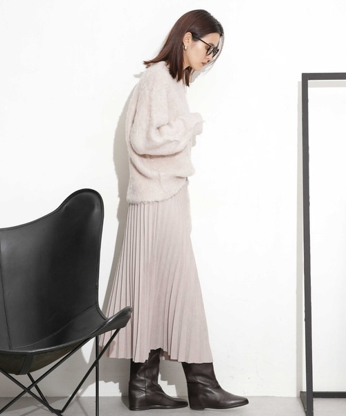 NANO universe（ナノユニバース）の「シャギーニットプルオーバー（ニット/セーター・レディース・ベージュ/ブラウン/ネイビー・FREE）」の9枚目の写真