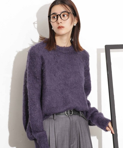 NANO universe（ナノユニバース）の「シャギーニットプルオーバー（ニット/セーター・レディース・ベージュ/ブラウン/ネイビー・FREE）」の19枚目の写真