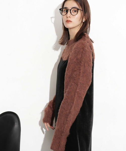 NANO universe（ナノユニバース）の「シャギーニットプルオーバー（ニット/セーター・レディース・ベージュ/ブラウン/ネイビー・FREE）」の14枚目の写真