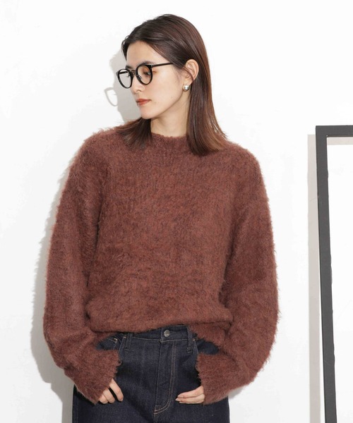 NANO universe（ナノユニバース）の「シャギーニットプルオーバー（ニット/セーター・レディース・ベージュ/ブラウン/ネイビー・FREE）」の11枚目の写真