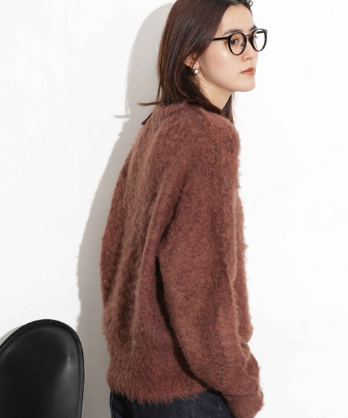 NANO universe（ナノユニバース）の「シャギーニットプルオーバー（ニット/セーター・レディース・ベージュ/ブラウン/ネイビー・FREE）」の12枚目の写真