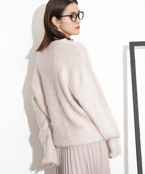 NANO universe（ナノユニバース）の「シャギーニットプルオーバー（ニット/セーター・レディース・ベージュ/ブラウン/ネイビー・FREE）」の6枚目の写真