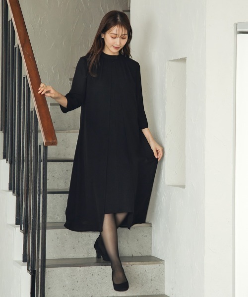 Petitjo（プッチージョ）の「小さいサイズ　【喪服・礼服】日本製生地使用！洗える防しわ加工前開きスタンドカラーデザインワンピース　低身長さん・小柄女性（スーツセット・レディース・ブラック・PSS/PS/PL/PM）」の20枚目の写真