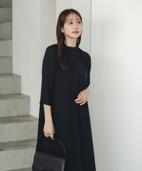 Petitjo（プッチージョ）の「小さいサイズ　【喪服・礼服】日本製生地使用！洗える防しわ加工前開きスタンドカラーデザインワンピース　低身長さん・小柄女性（スーツセット・レディース・ブラック・PSS/PS/PL/PM）」の22枚目の写真