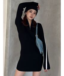 EMODA | ハーフジップリブワンピース(ワンピース)