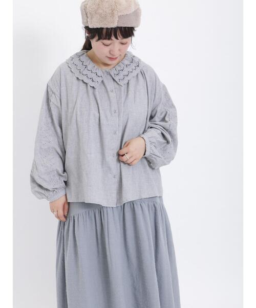 Samansa Mos2（サマンサ モスモス）の「スカラップレースブラウス（シャツ/ブラウス・レディース・ベージュ/グレー/オフホワイト・F）」の12枚目の写真