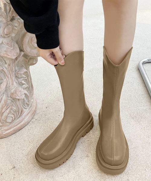 Miniministore(ミニミニストア)の「ロングブーツ ブーツレディース 靴(ブーツ・レディース・ブラック/ベージュ/アイボリー・23.5cm/23.0cm/24.5cm/22.5cm/24.0cm/25.0cm)」の1枚目の写真